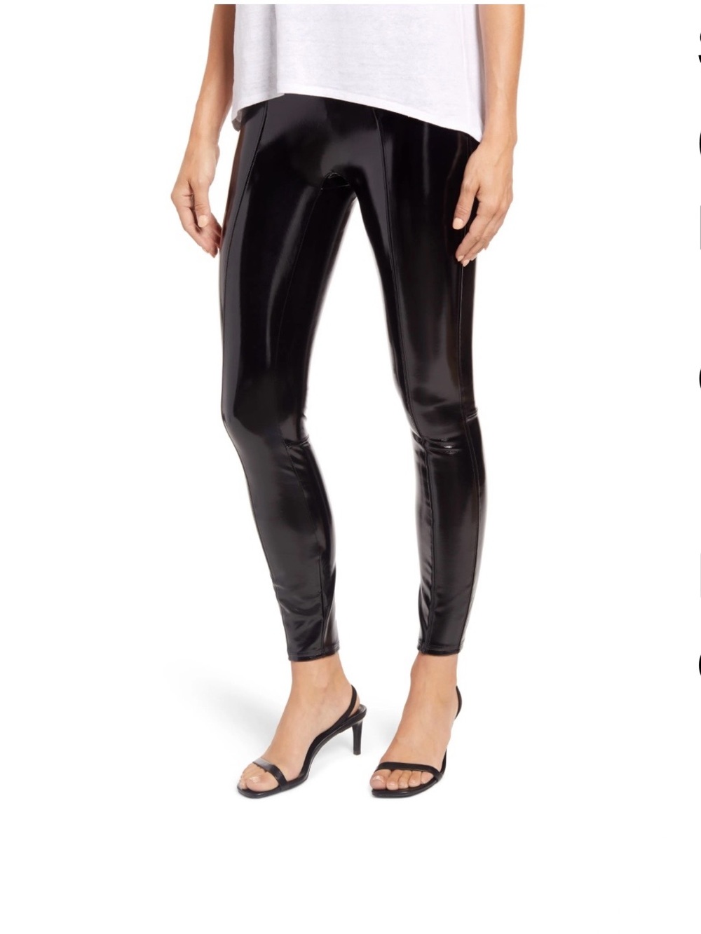 SPANX Black High-Shine Faux Leather Leggings